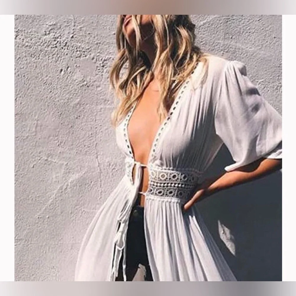 Crochet Waist Maxi Swim Cover-Up - Picture 3 of 7
